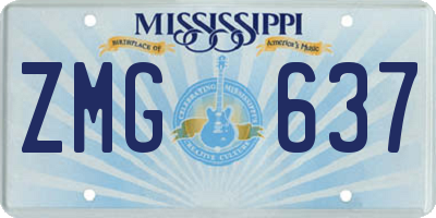 MS license plate ZMG637