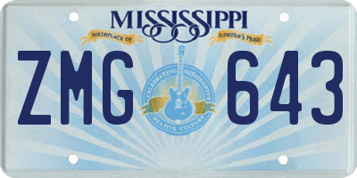MS license plate ZMG643