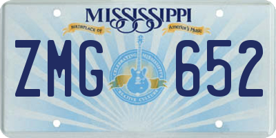 MS license plate ZMG652