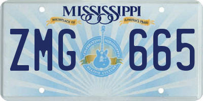 MS license plate ZMG665