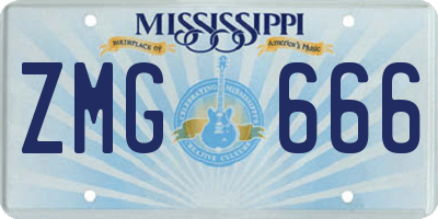 MS license plate ZMG666