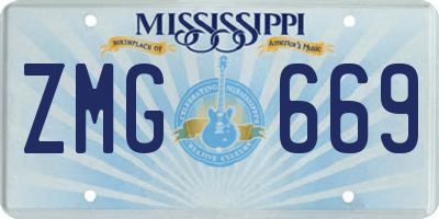 MS license plate ZMG669