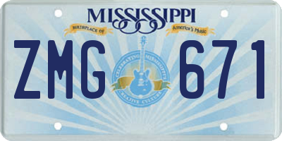 MS license plate ZMG671