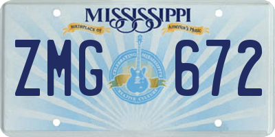 MS license plate ZMG672