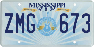 MS license plate ZMG673