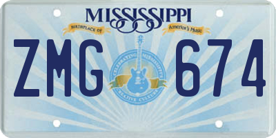 MS license plate ZMG674