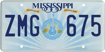 MS license plate ZMG675