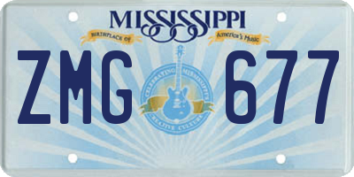 MS license plate ZMG677