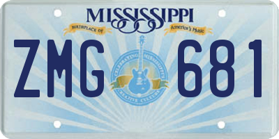 MS license plate ZMG681
