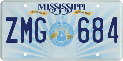 MS license plate ZMG684