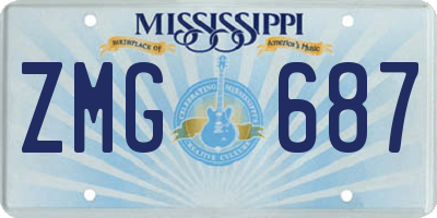 MS license plate ZMG687