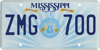 MS license plate ZMG700