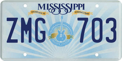 MS license plate ZMG703