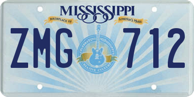 MS license plate ZMG712