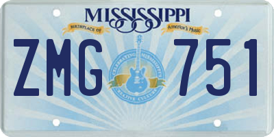 MS license plate ZMG751