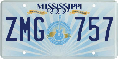 MS license plate ZMG757