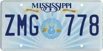 MS license plate ZMG778
