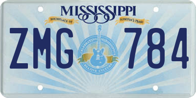 MS license plate ZMG784