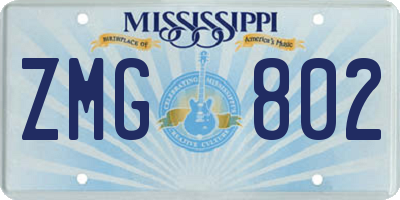 MS license plate ZMG802
