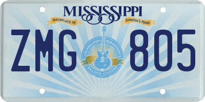 MS license plate ZMG805