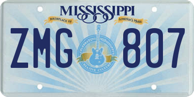 MS license plate ZMG807