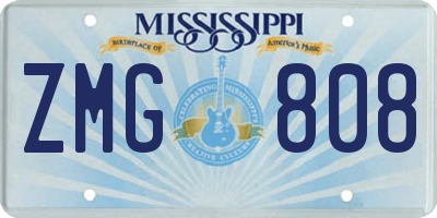 MS license plate ZMG808