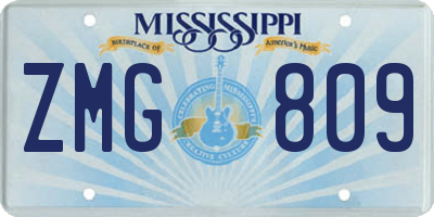 MS license plate ZMG809