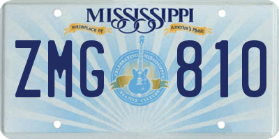 MS license plate ZMG810