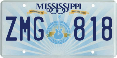 MS license plate ZMG818