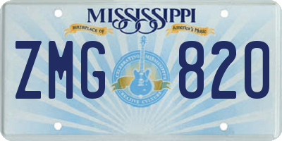 MS license plate ZMG820