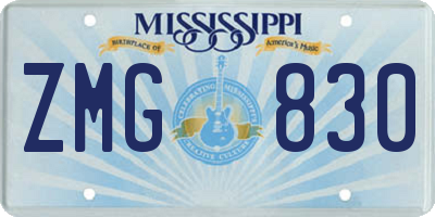 MS license plate ZMG830