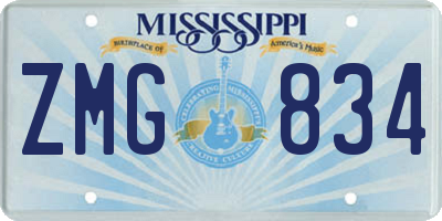MS license plate ZMG834