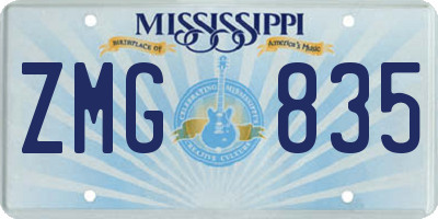 MS license plate ZMG835