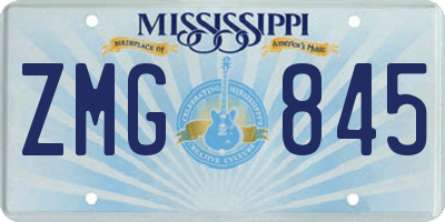 MS license plate ZMG845