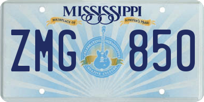 MS license plate ZMG850