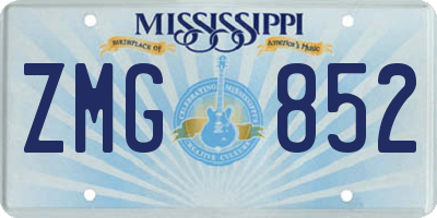 MS license plate ZMG852