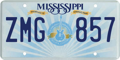 MS license plate ZMG857