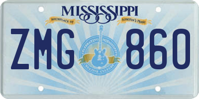 MS license plate ZMG860