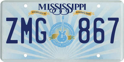 MS license plate ZMG867