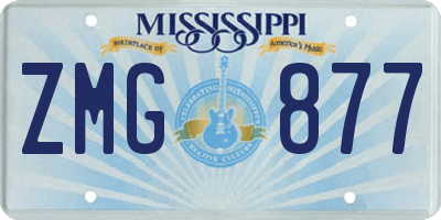 MS license plate ZMG877