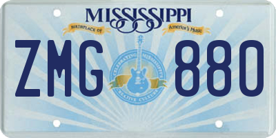 MS license plate ZMG880