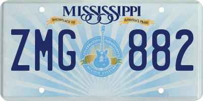 MS license plate ZMG882