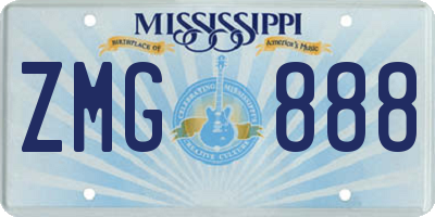 MS license plate ZMG888