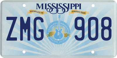 MS license plate ZMG908