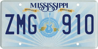 MS license plate ZMG910
