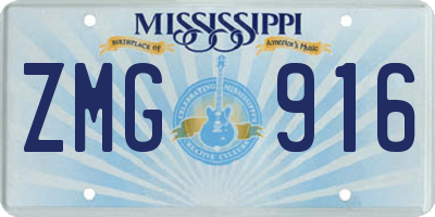 MS license plate ZMG916