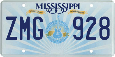 MS license plate ZMG928