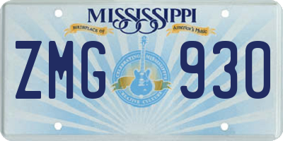 MS license plate ZMG930
