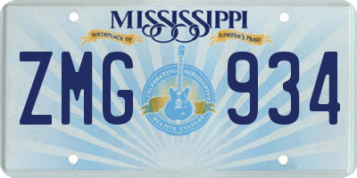MS license plate ZMG934