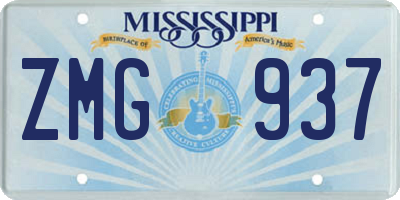 MS license plate ZMG937